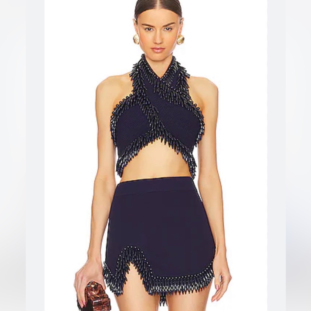 Cult Gaia Arvid beaded mini skirt new small